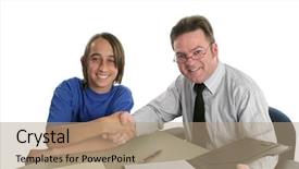  Presentation with teacher and student - PPT layouts with school principal office - hispanic student and anglo teacher background and a coral colored foreground