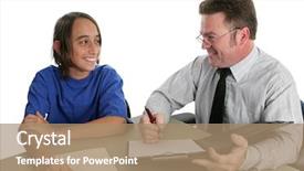  Presentation with school counselor - Amazing presentation design having school principal office - student and teacher or guidance backdrop and a coral colored foreground