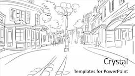  Presentation with old - Audience pleasing PPT theme consisting of school property - old town - illustration sketch backdrop and a white colored foreground