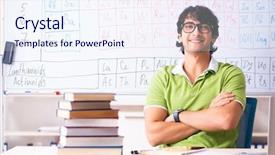  Presentation with periodic table - Audience pleasing slide deck consisting of school property - young male student chemist backdrop and a sky blue colored foreground