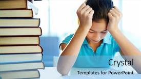  Presentation with pupil - Slide deck featuring school pupil thinking of notes in her copybook background and a light blue colored foreground