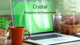  Presentation with design - PPT theme featuring school report card pen - workplace retro design concept background and a seafoam green colored foreground