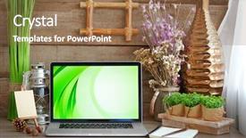  Presentation with workplace - Presentation design with school report card pen - workplace retro design concept background and a coral colored foreground