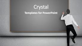  Presentation with blackboard - Beautiful slide set featuring school report frames - business man write on empty backdrop and a gray colored foreground