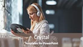  Presentation with heartbeat music - Slide set featuring school rock - young attractive girl with headphones background and a gray colored foreground