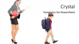  Presentation with teacher - PPT theme having school rules - female teacher disciplining a schoolboy background and a white colored foreground