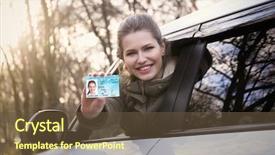  Presentation with driving - Colorful PPT layouts enhanced with school rules - woman with driving license backdrop and a tawny brown colored foreground