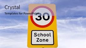  Presentation with school safety - PPT theme enhanced with school safety zone speed warning background and a light blue colored foreground