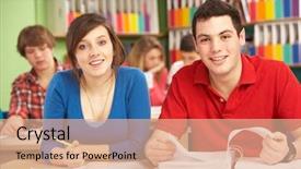  Presentation with teenage - Colorful theme enhanced with working in his laboratory alchemist backdrop and a dark gray colored foreground