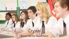  Presentation with classroom - Audience pleasing presentation design consisting of teenage students studying in classroom backdrop and a lemonade colored foreground