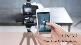  Presentation with managing finances during and after college - Slides with school shootings - woman using cellphone camera background and a coral colored foreground