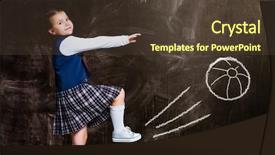 Presentation with cute japan cartoon - Colorful theme enhanced with school sports - cute little schoolgirl against chalkboard backdrop and a tawny brown colored foreground