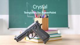  Presentation with gun - Presentation theme enhanced with school stationery and gun background and a ocean colored foreground