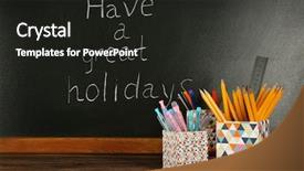  Presentation with school holidays - Audience pleasing theme consisting of school stationery and have backdrop and a dark gray colored foreground