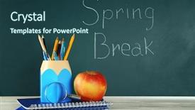  Presentation with spring break - Cool new PPT theme with school stationery and spring break backdrop and a ocean colored foreground