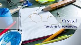  Presentation with back school education - Presentation theme enhanced with school still life on blackboard background and a sky blue colored foreground