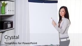  Presentation with business coaching - Presentation theme with school strategic plan presentation - young women in a business background and a  colored foreground