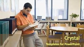  Presentation with high school psychology - Presentation theme enhanced with school student studying in library background and a tawny brown colored foreground