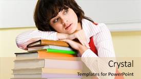  Presentation with public health stack of books - PPT layouts with school subjects - photo of attractive woman putting background and a lemonade colored foreground