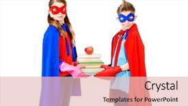  Presentation with teenagers - Cool new slide deck with supergirl - boy and girl teenagers backdrop and a coral colored foreground