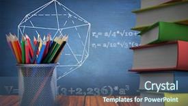  Presentation with chalkboard - Slide set with school supplies against blue chalkboard background and a ocean colored foreground