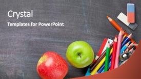  Presentation with school apple - Presentation theme having school supplies and apples background and a gray colored foreground