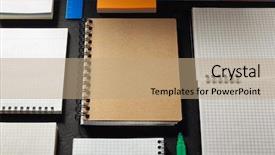  Presentation with notebook page - Colorful slides enhanced with school supplies and notebook backdrop and a  colored foreground