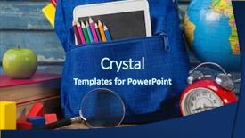  Presentation with school apple - PPT theme with school supplies apple globe background and a ocean colored foreground