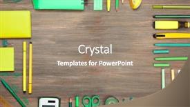  Presentation with frame border - Cool new presentation theme with school supplies border - frame of stationery on wooden backdrop and a coral colored foreground