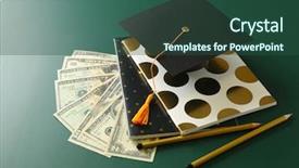  Presentation with school budget - Theme consisting of school supplies graduation hat background and a  colored foreground