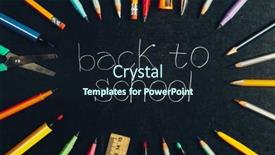  Presentation with back school - Cool new theme with school-supplies-on-blackboard-back backdrop and a wine colored foreground