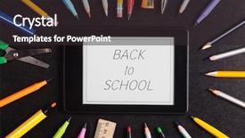 Presentation with blackboard in an abandoned school - PPT layouts featuring school supplies on blackboard background and a dark gray colored foreground