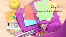  Presentation with education supplies - Amazing presentation theme having school supplies on wooden background backdrop and a lemonade colored foreground