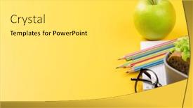  Presentation with nutrition school - Presentation design enhanced with school-supplies-stationery-and-lunch background and a light gray colored foreground