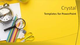  Presentation with nutrition school - Presentation design enhanced with school-supplies-stationery-and-lunch background and a light gray colored foreground