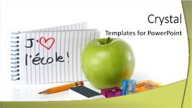  Presentation with school apple - Theme with school supplies with apple background and a white colored foreground