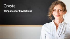  Presentation with blackboard - Presentation design with school-teacher-in-front background and a dark gray colored foreground
