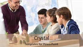  Presentation with school class arabic kids - PPT theme consisting of school teacher in science class background and a coral colored foreground