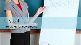  Presentation with whiteboard - Beautiful PPT theme featuring school teacher near whiteboard on blackboard background backdrop and a arctic colored foreground