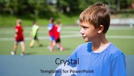  Presentation with team player - Slide set enhanced with school team - young soccer player in training background and a  colored foreground