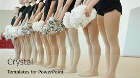  Presentation with school - Slide set having school-team-of-cheerleaders-holding background and a mint green colored foreground