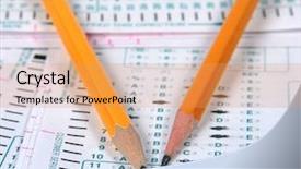  Presentation with school testing - PPT theme with school testing background and a coral colored foreground