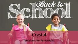  Presentation with wheelchairs - Slide set consisting of school text on blackboard background and a red colored foreground