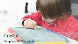  Presentation with child growth and development - Slide deck enhanced with school theme - child drawing pictures background and a sky blue colored foreground