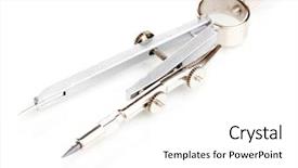  Presentation with drafting - Amazing PPT theme having school tools - drafting instrument isolated on white backdrop and a white colored foreground