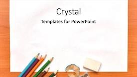  Presentation with school board - Theme featuring school tools on wooden board background and a white colored foreground