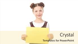  Presentation with school - Colorful slides enhanced with school uniform holding blank paper backdrop and a  colored foreground