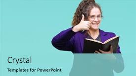  Presentation with young college student diagnosis of sti - Presentation theme having school uniform reading a book background and a arctic colored foreground