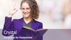  Presentation with young college student diagnosis of sti - Presentation theme with school uniform reading a book background and a violet colored foreground