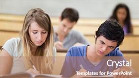  Presentation with taking notes - Audience pleasing theme consisting of school university - students taking notes backdrop and a coral colored foreground